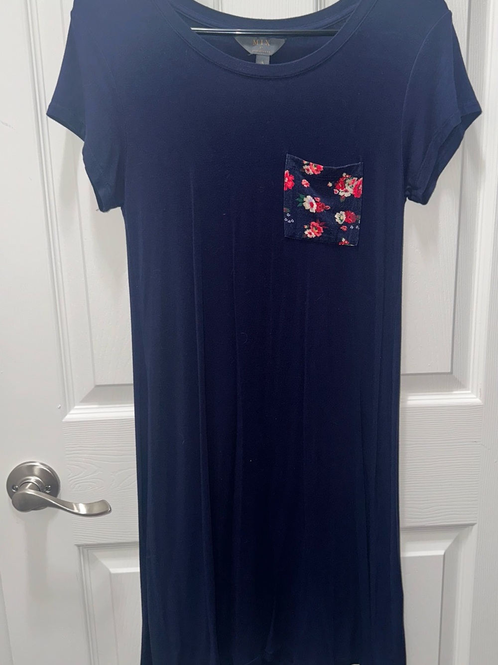 Mix It Navy Midi Dress with Floral Pocket